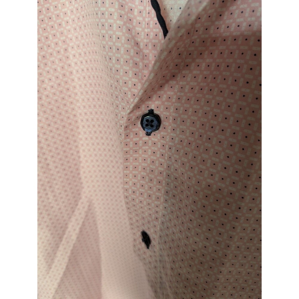 Silver Stone Shirt Mens Button Up Short Sleeve Pink and Navy Blue Size L - Picture 4 of 7